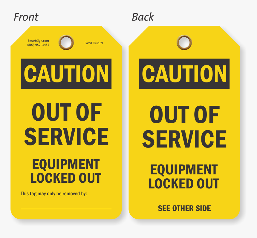 Out Of Service Equipment Locked Out Caution Tag - Orange, HD Png Download