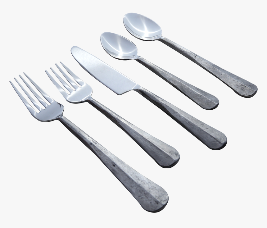 Nascent Steel Ridge Design 20 Pcs - Raw Steel Silverware, HD Png Download
