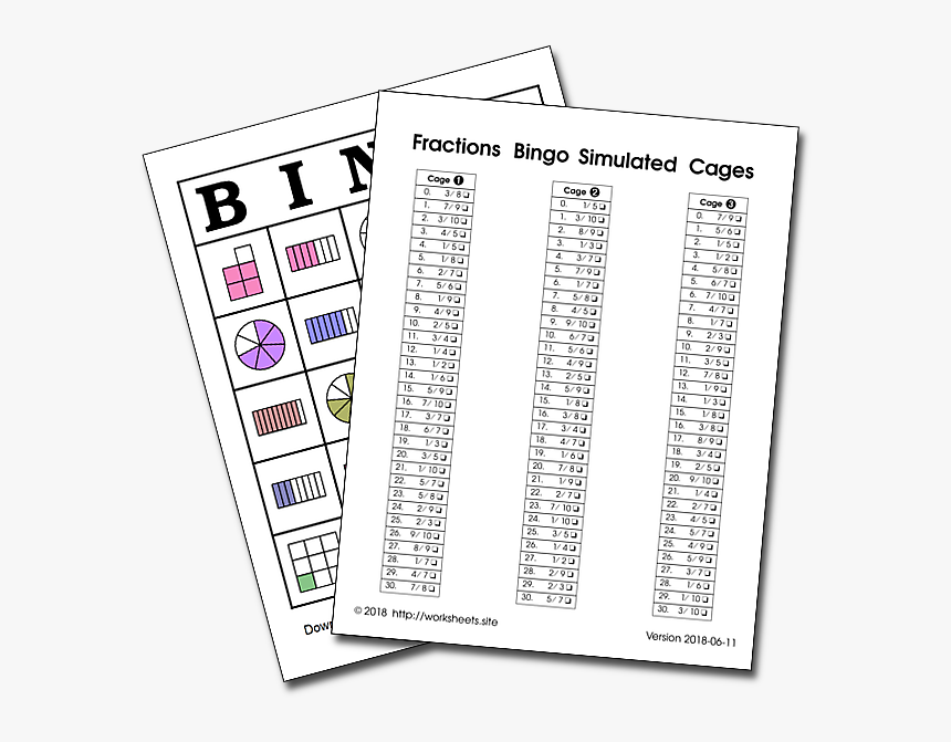 Fractions Bingo Simulated Cages - Paper, HD Png Download