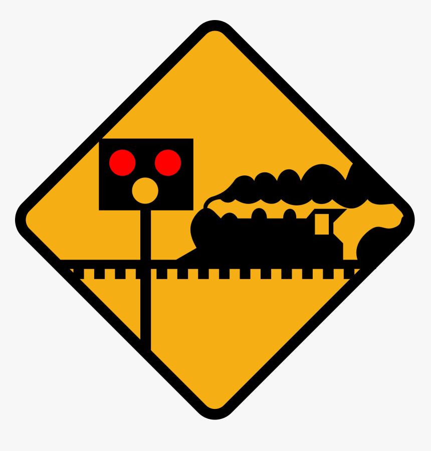 Clipart Slow Down Sign - Unprotected Level Crossing Ahead, HD Png Download