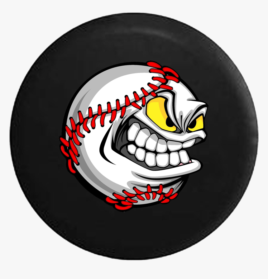 Cartoon Baseball Sports Rv Camper Spare Tire Cover-35 - Baseball Face Cartoon Ball, HD Png Download