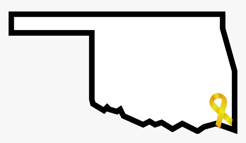 Outline Of Oklahoma With A Yellow Awareness Ribbon - Oklahoma State Flag Transparent, HD Png Download
