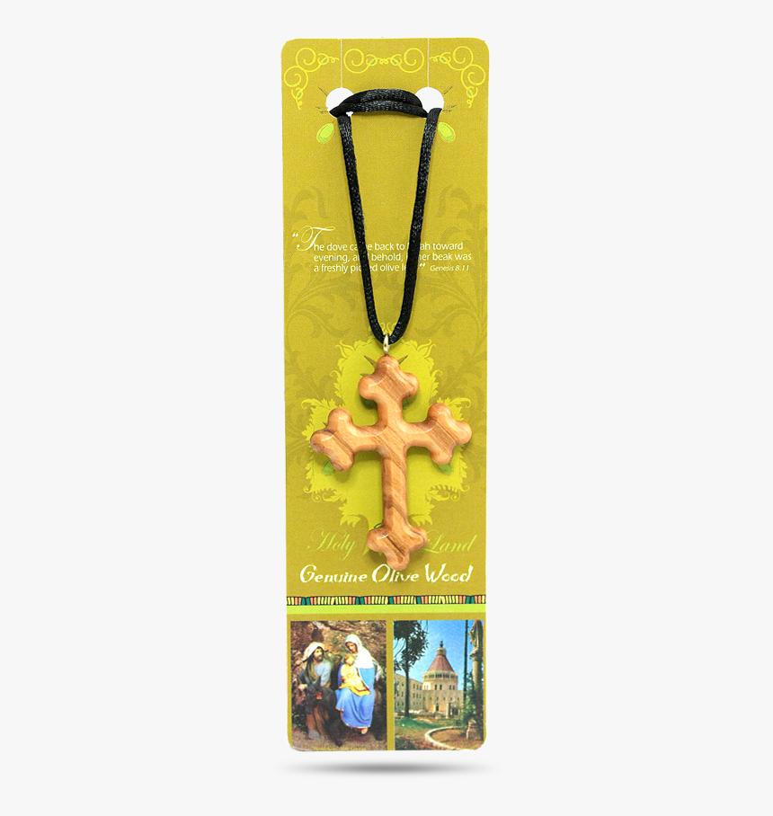 Decorative Cross Olive Wood Catholic Pendant Necklace - Cross, HD Png Download