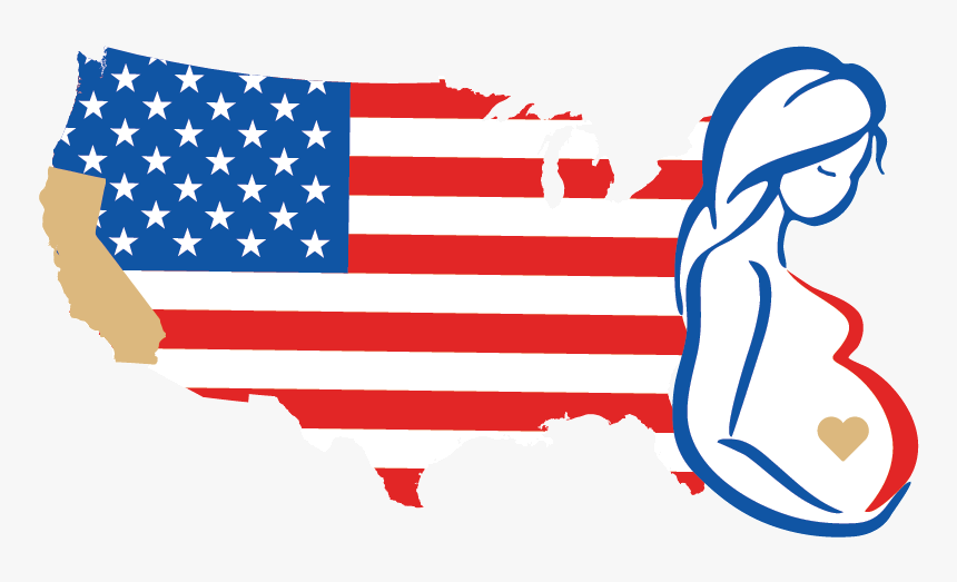 Clipart Of The United States And Pregnant Woman - Usa Flag, HD Png Download