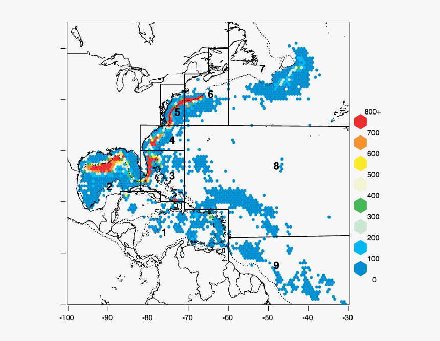 Longline Fishing Effort Map, HD Png Download