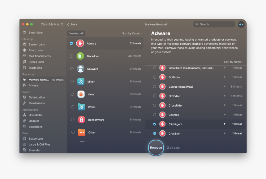 Cleanmymac X Found 2 Adware Apps On A Computer - Liga Dos Campeões Sorteio, HD Png Download