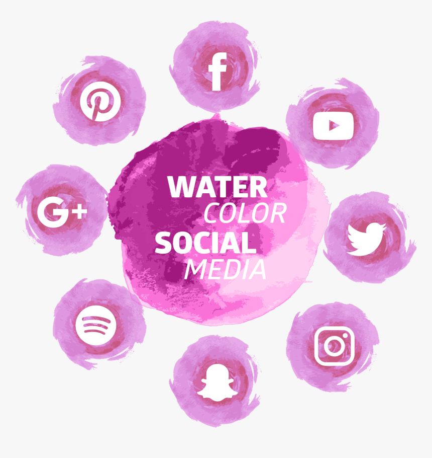 Social Media Download Icon Watercolor Tools Transprent - Transparent Background Watercolor Social Media Icons, HD Png Download