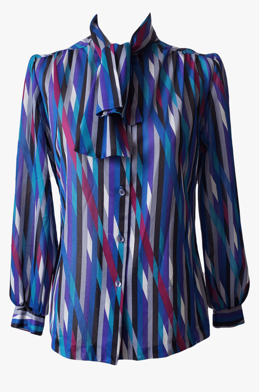 Blue Graphic Button Up Blouse By Teddi Of California - Blouse, HD Png Download