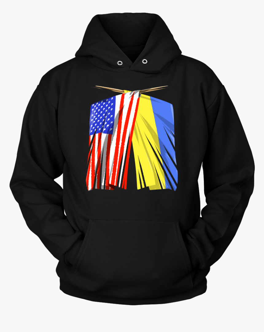 Ukrainian American Ukraine And America Pride Flag Hoodie - T-shirt, HD Png Download