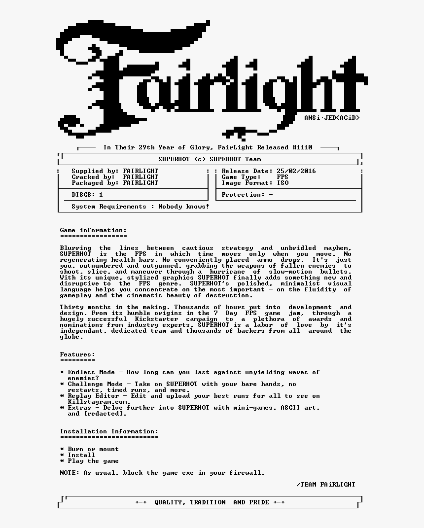 Fairlight Nfo, HD Png Download