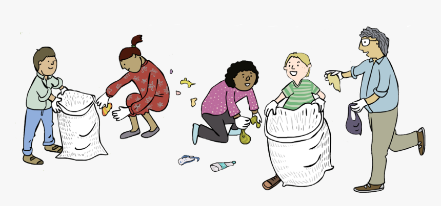 Responsibility Clipart Cleanup - Picking Up Trash Cartoon, HD Png Download
