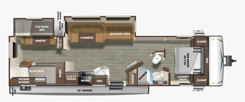 Rv Bunkhouse Floor Plans, HD Png Download