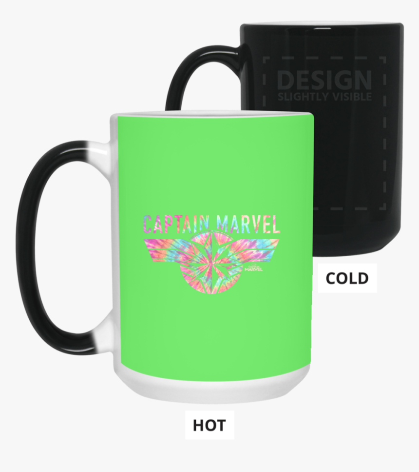 Captain Marvel Logo Banner Tie Dye Colors Color Changing - Mug, HD Png Download