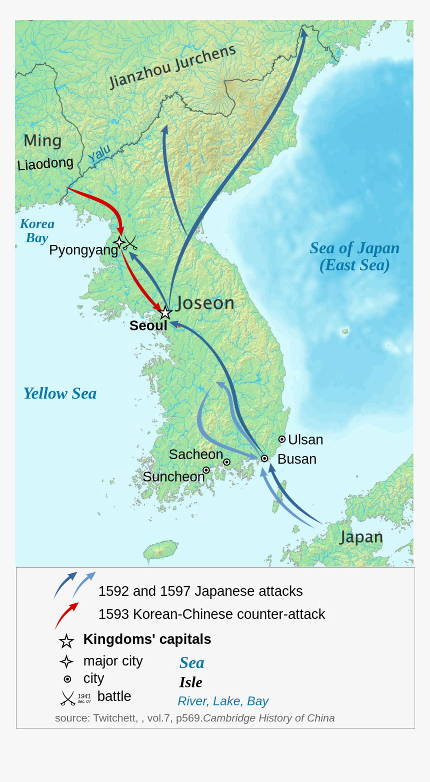 Japanese Invasion Of Korea Map, HD Png Download