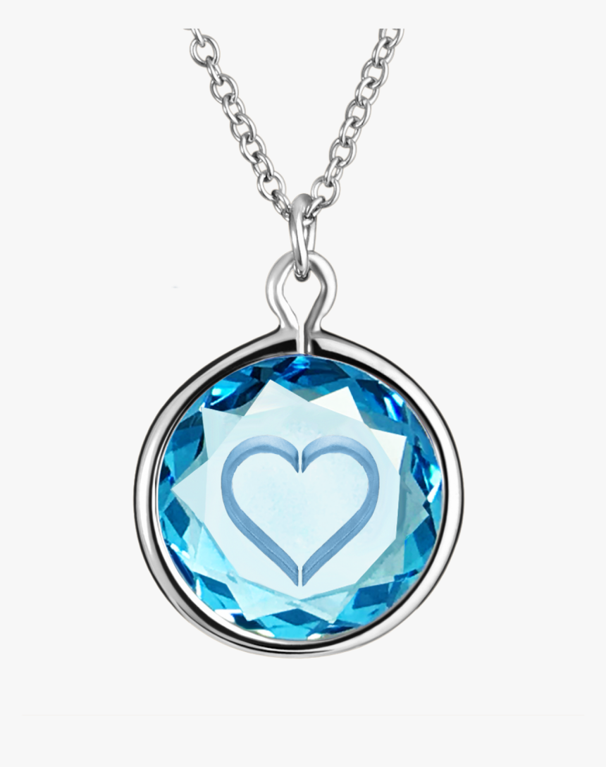 Heart Shape Engraved In Blue Swarovski Crystal With - Necklace, HD Png Download