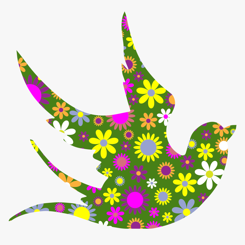 Dove With Flowers Clipart, HD Png Download