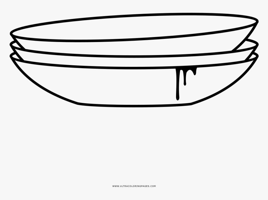 Plates Coloring Page - Plates White Black Draw, HD Png Download