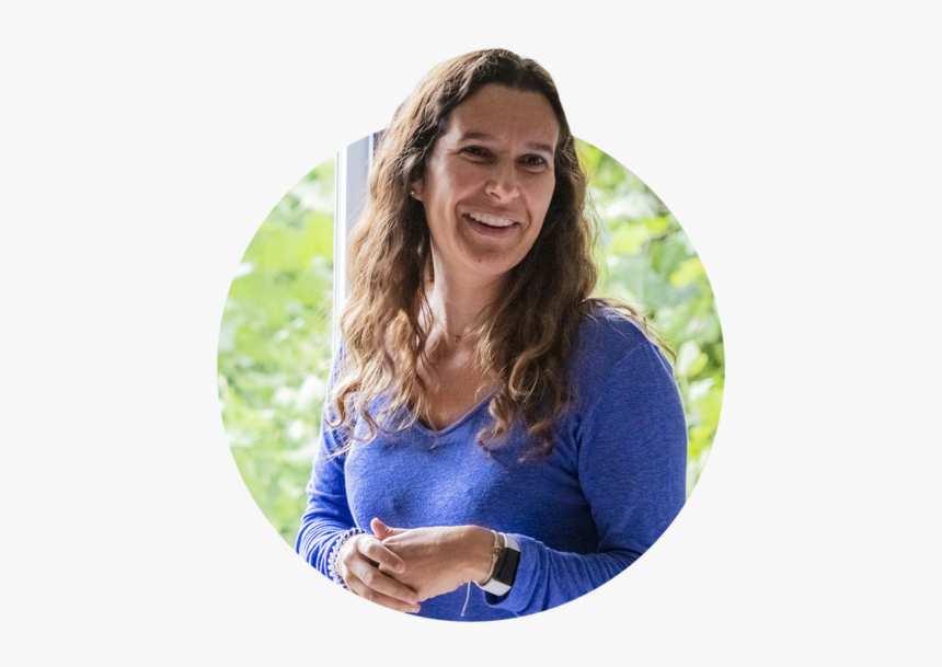 A Woman Standing In Front Of A Window Wearing A Blue - Girl, HD Png Download