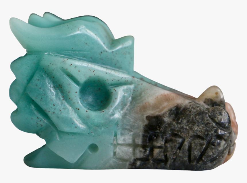 Amazonite Dragon Skull Carved Crystal - Bronze Sculpture, HD Png Download