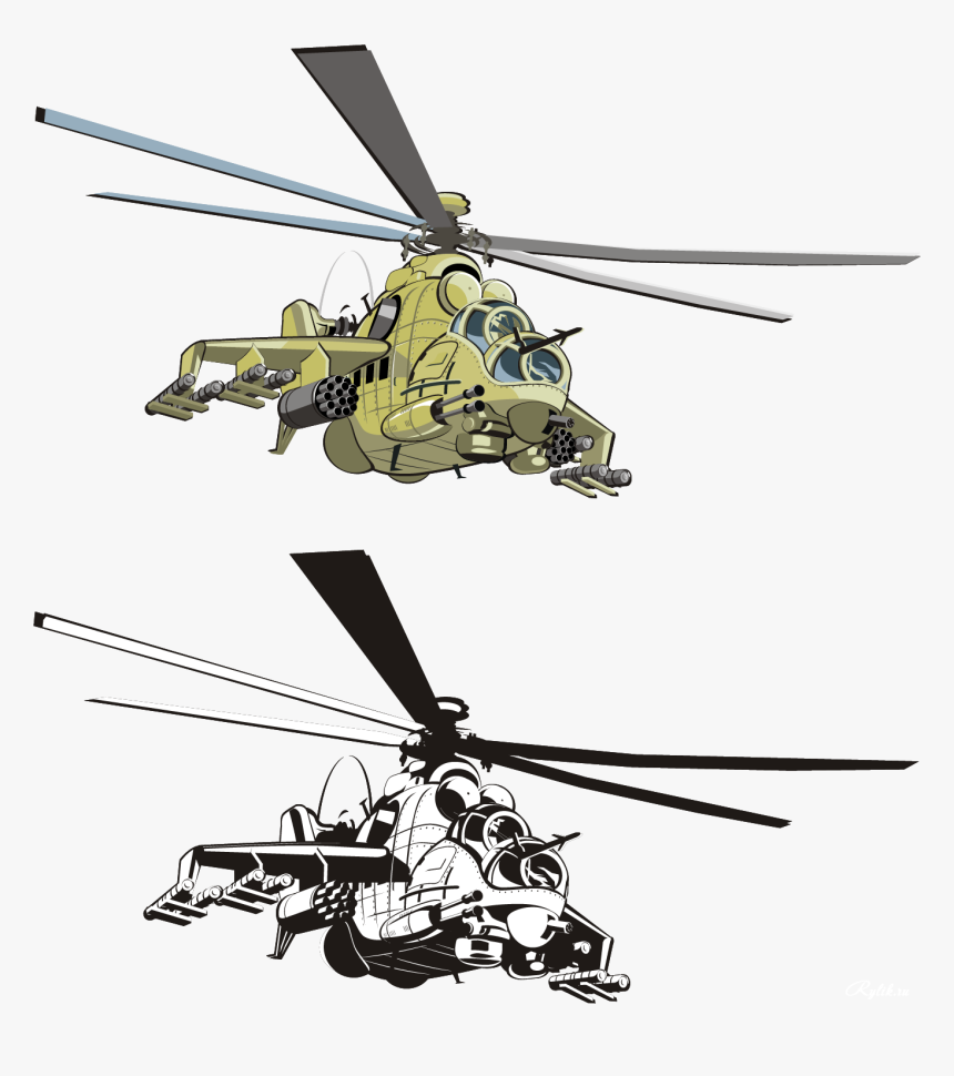 Transparent Blackhawk Helicopter Clipart - Apache Helicopter Illustration, HD Png Download