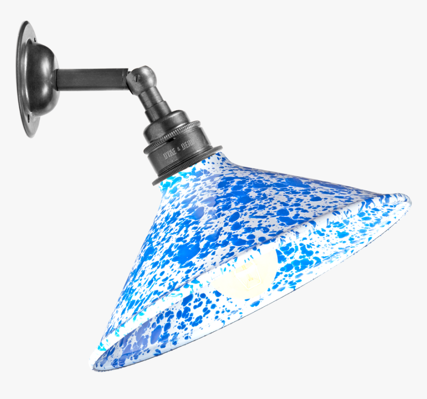 Blue Cone Shade Splatterware Wall Lamp - Lamp Png Wall Blue, Transparent Png