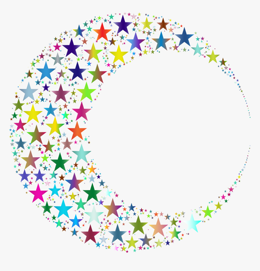 Crescent Clipart Moon Starts - Moon And Stars Clipart Black And White, HD Png Download