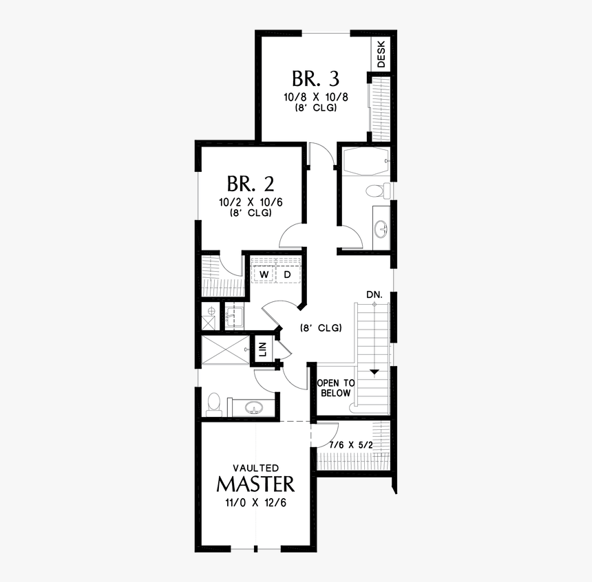 Upper Floor Plan Image For Mascord Walterboro A Family - Floor Plan, HD Png Download