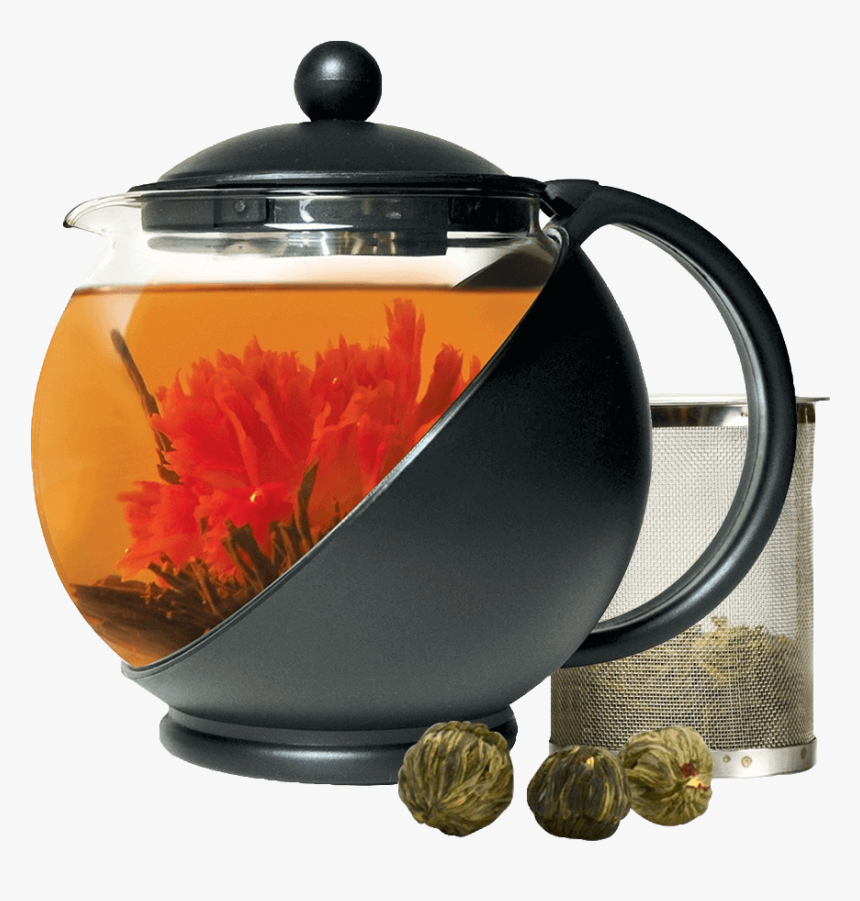 Half Moon Teapot With Infuser And Tea Flowers - Primula Teapot, HD Png Download