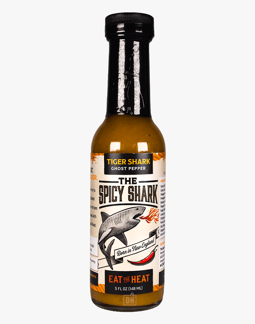 The Spicy Shark Tiger Shark Ghost Pepper Hot Sauce - Beer Bottle, HD Png Download
