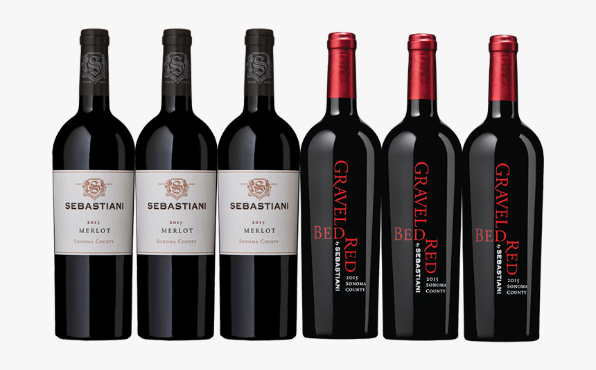 Six Bottles Of Sebastiani Red Wines - Red Level, HD Png Download