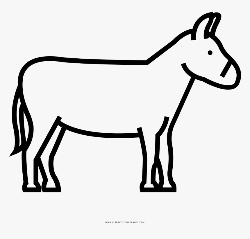 Donkey Coloring Page - Line Art, HD Png Download