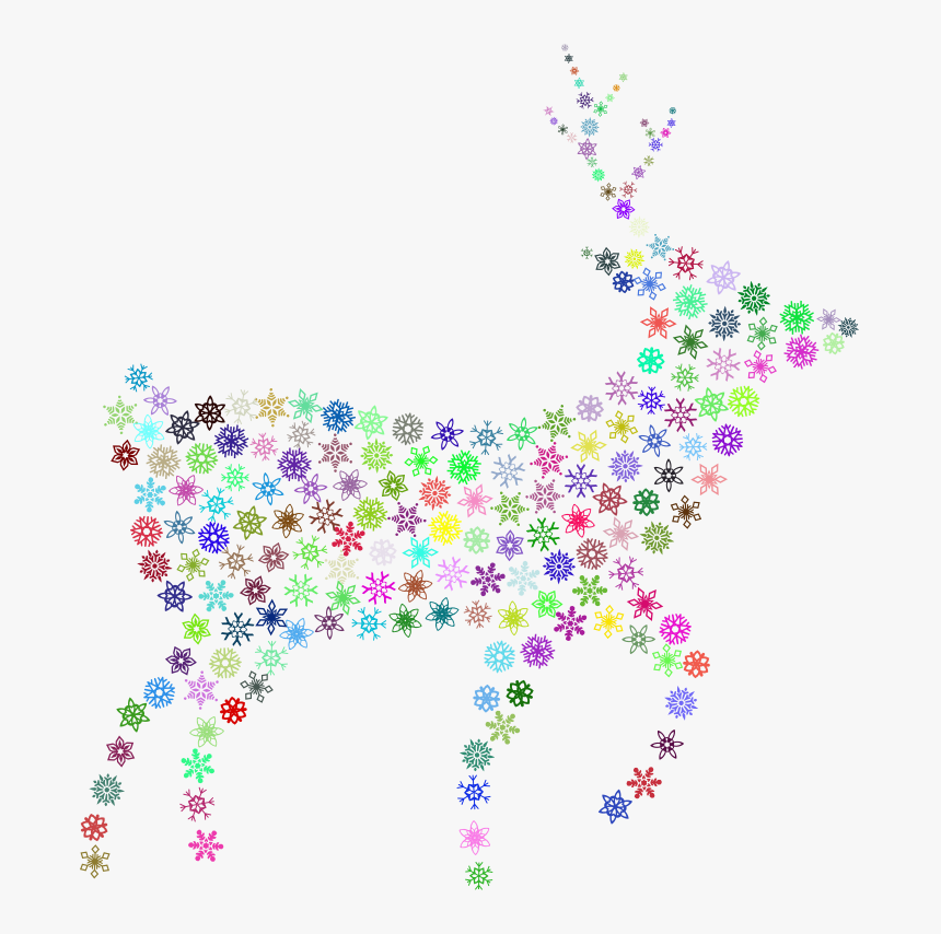 Deer Silhouette Snowflakes Prismatic - Craft, HD Png Download
