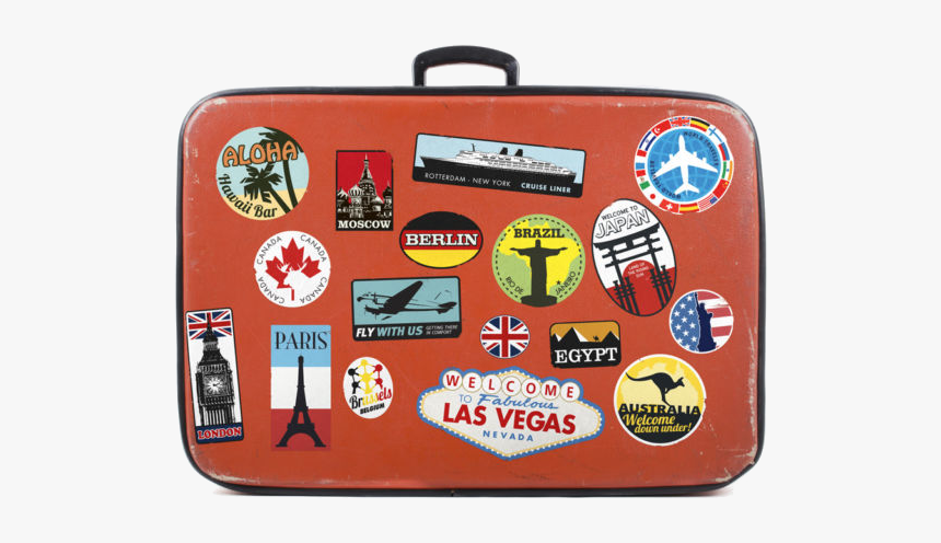 Old Suitcases With Stickers, HD Png Download
