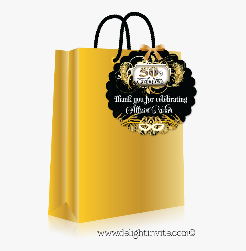 Vintage Gold And Black 50th Birthday Favor Tags - Shopping Bag, HD Png Download