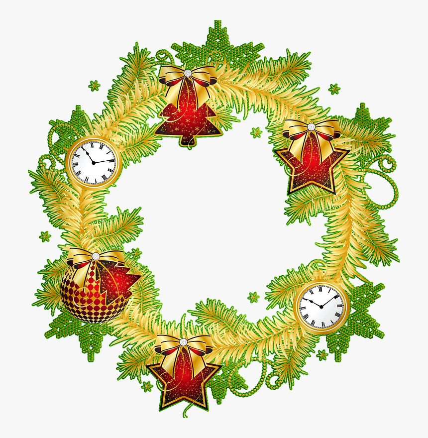 Transparent Christmas Wreath Clip Art - Clip Art Transparent Beautiful Christmas Wreath Border, HD Png Download