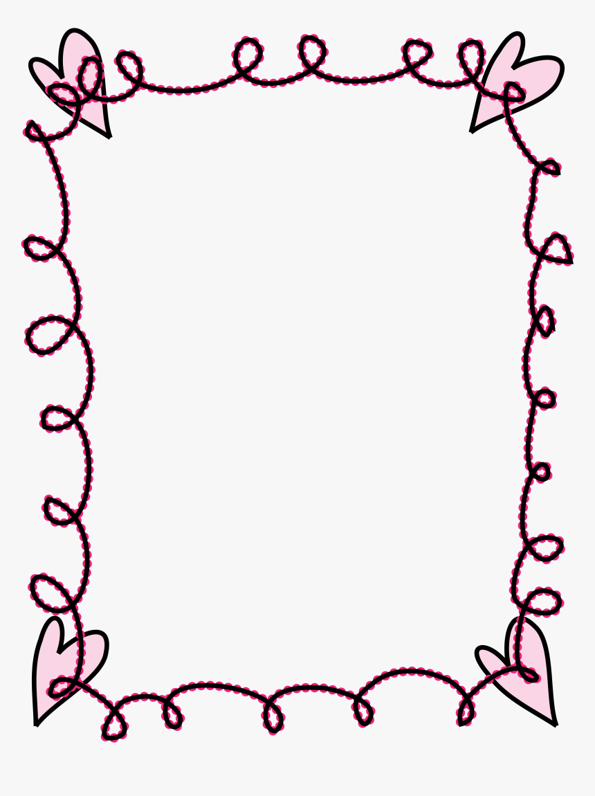 Clipart Frame With Hearts, HD Png Download