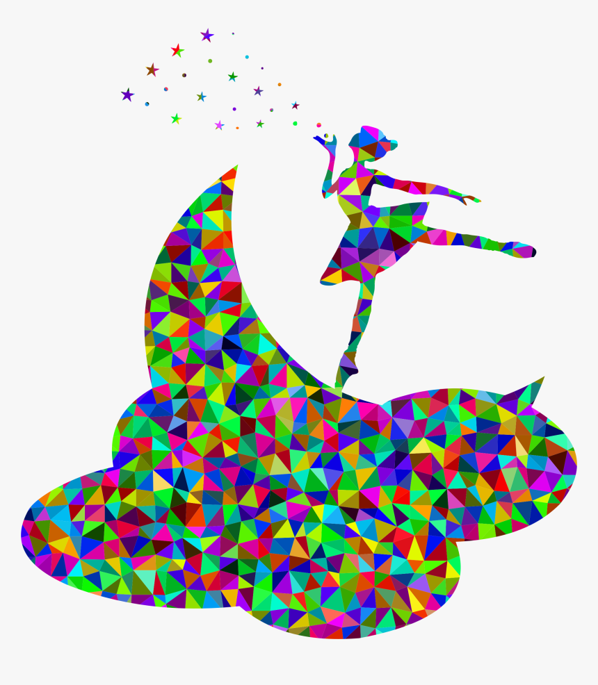 Prismatic Low Poly Ballerina On The Moon Clip Arts - Colorful Arrow Pointing Down, HD Png Download