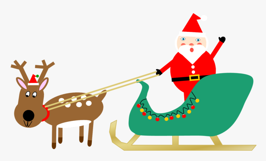 Santa Sleigh And Reindeer 1, HD Png Download