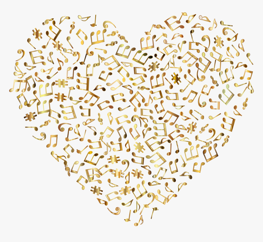 Prismatic Musical Heart 4 5 No Background Clip Arts - Gold Music Notes Background, HD Png Download