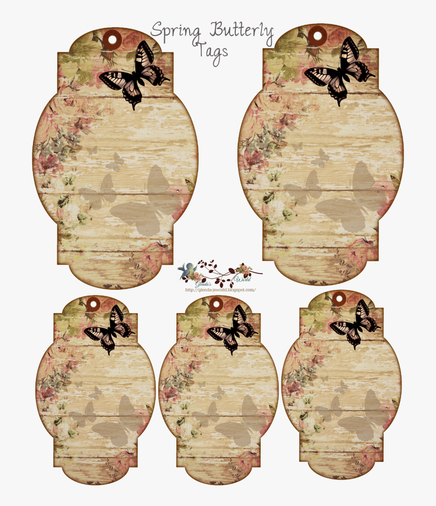 Transparent Vintage Tag Png - Vintage Butterfly Tag, Png Download