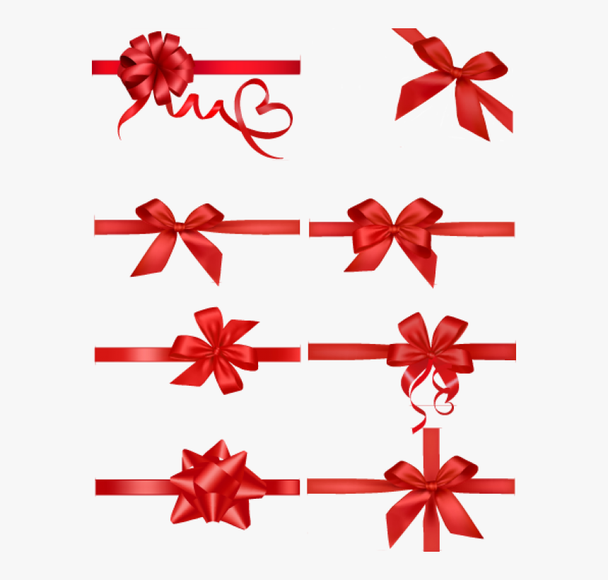 Diferent Types Red Ribbon Free Png Download - Moños Con Liston Para Regalo, Transparent Png