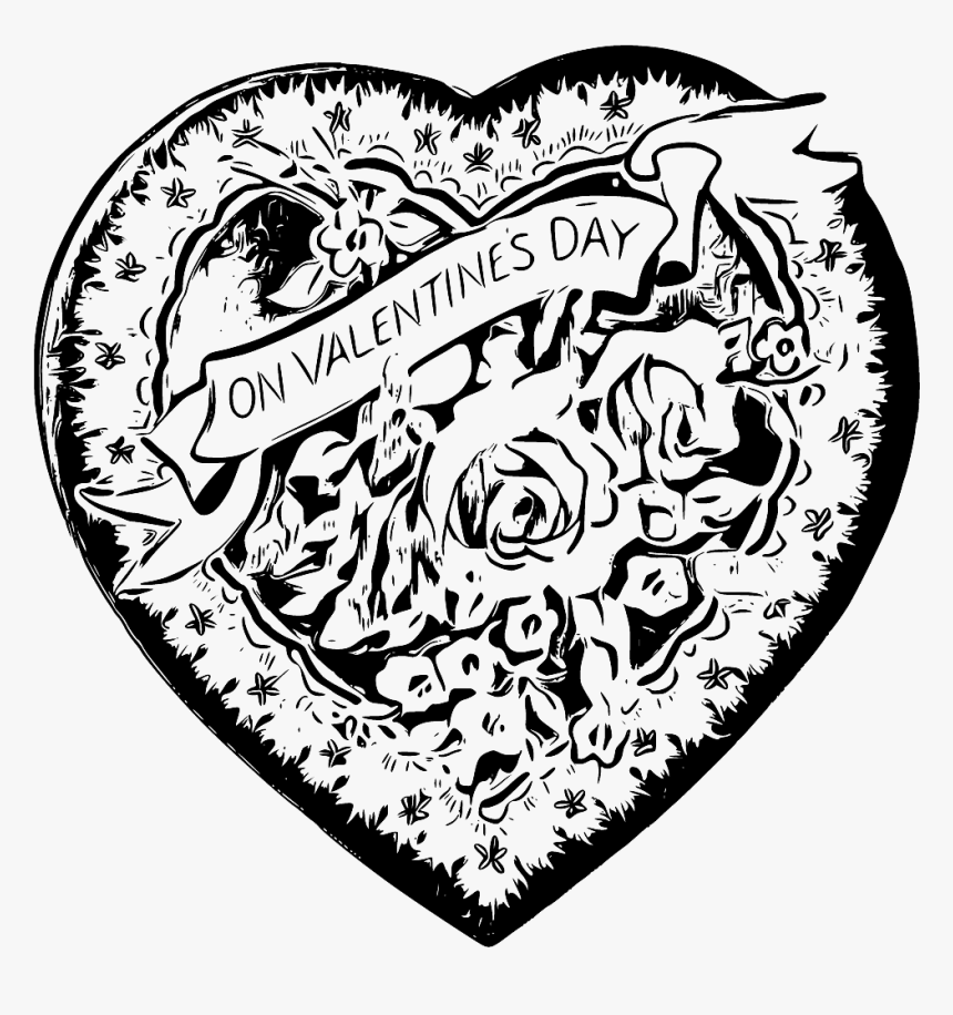 Doodle Drawing Broken Heart - Vintage Valentine Heart, HD Png Download