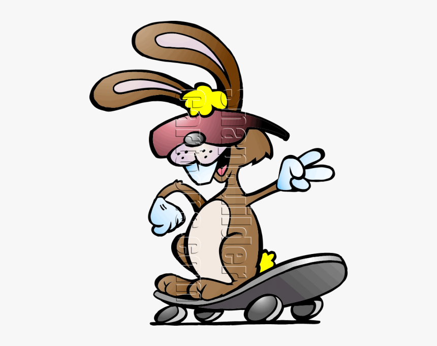 Rabbit Riding Skate Board - Rabbit On A Skateboard, HD Png Download
