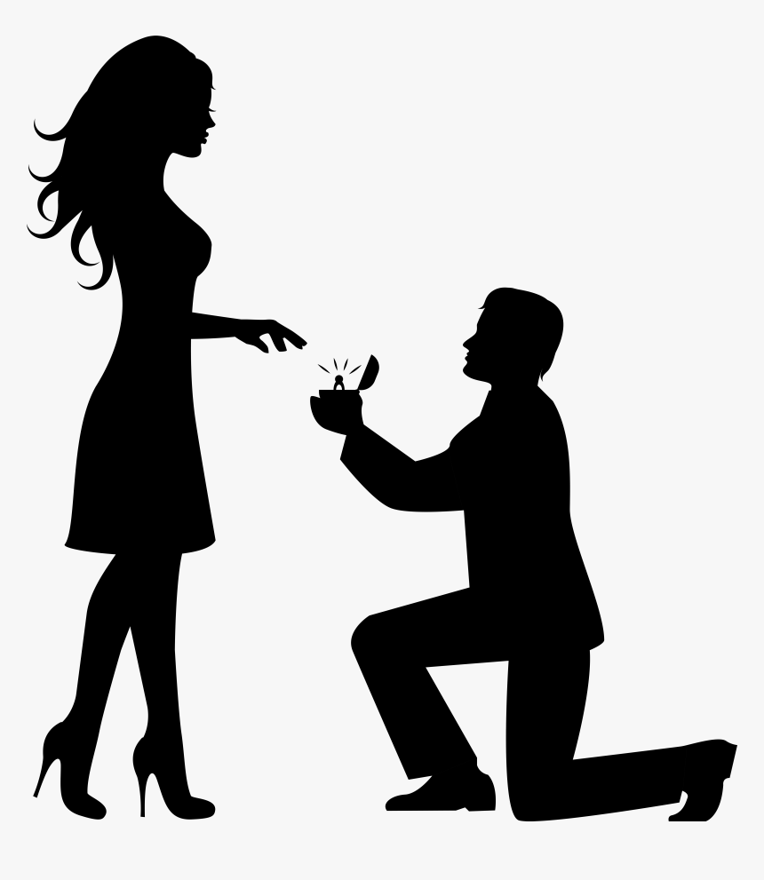 Romantic Couple Silhouettes Clip Art Image, HD Png Download
