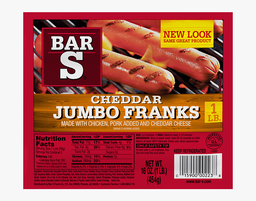 Cheddar Franks - Bar S Hot Dogs, HD Png Download