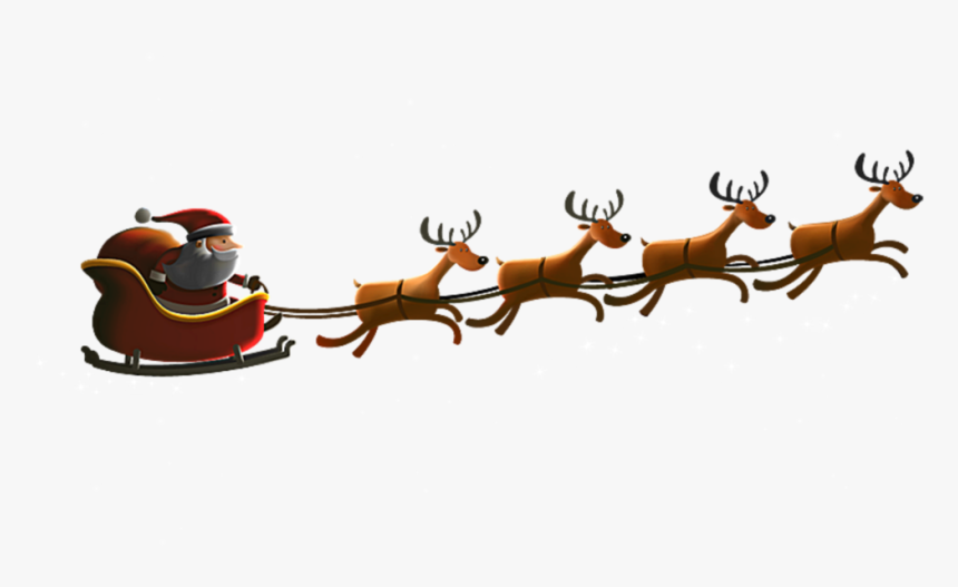 #ftestickers #santaclaus #sleigh #reindeer - Santa And Reindeer Png, Transparent Png