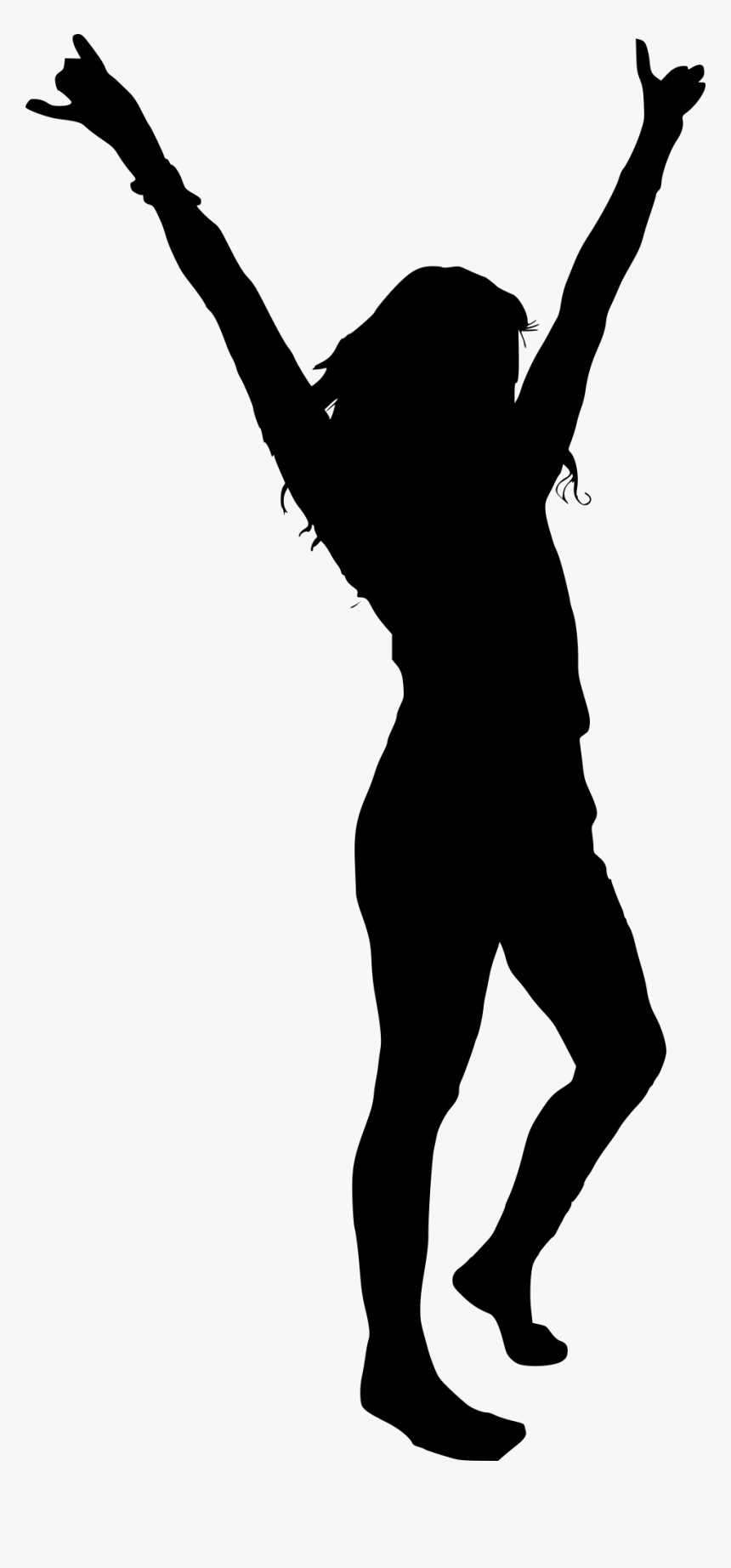 Png Woman Hands Up - Girl With Hands Up Silhouette, Transparent Png