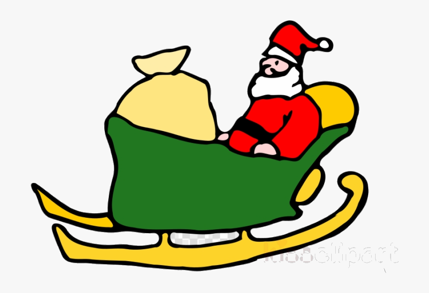 Sleigh Santa On His Clipart Claus Sled Clip Art Transparent - Santa In His Sleigh Easy To Draw, HD Png Download