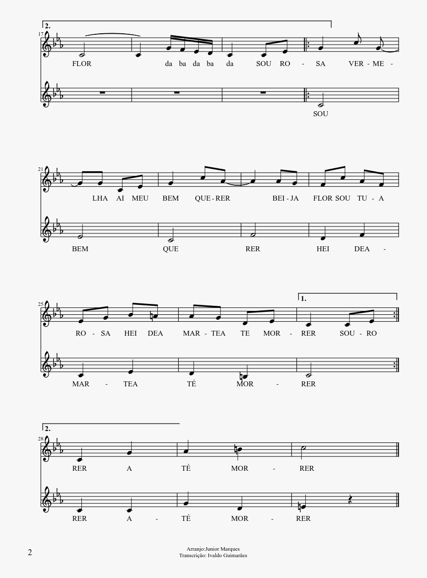 Ciranda Da Rosa Vermelha Sheet Music Composed By Adp - Partitura Rosa Vermelha, HD Png Download