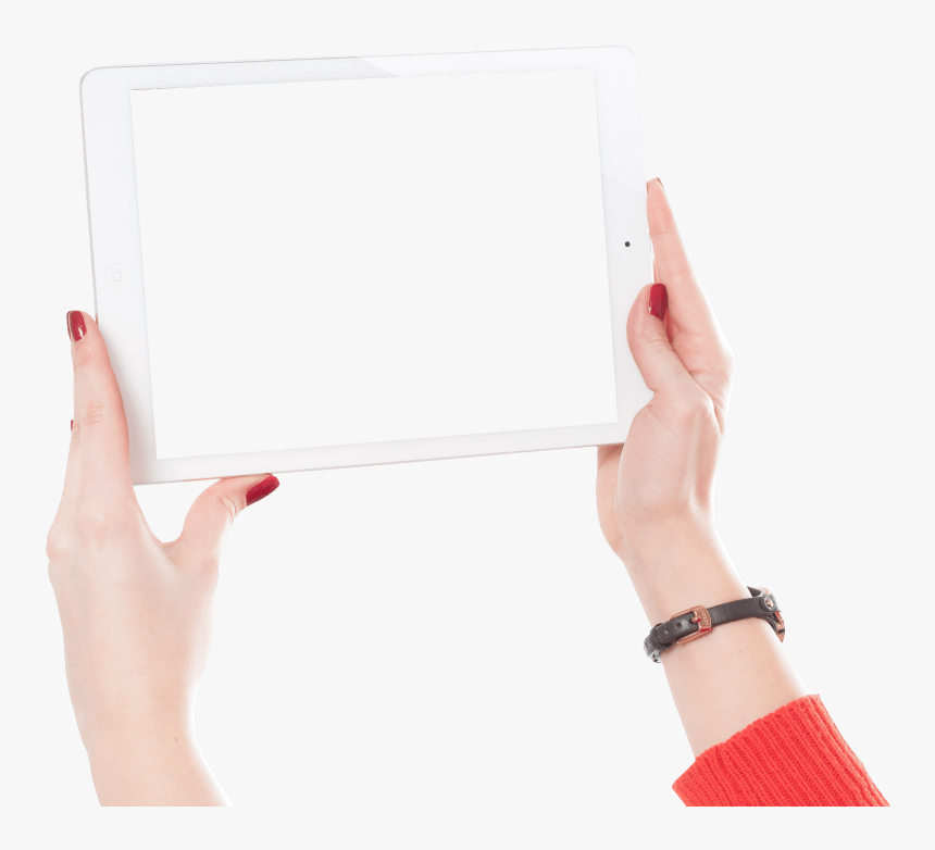 Transparent Office Woman Png - Hands Holding Ipad Png, Png Download